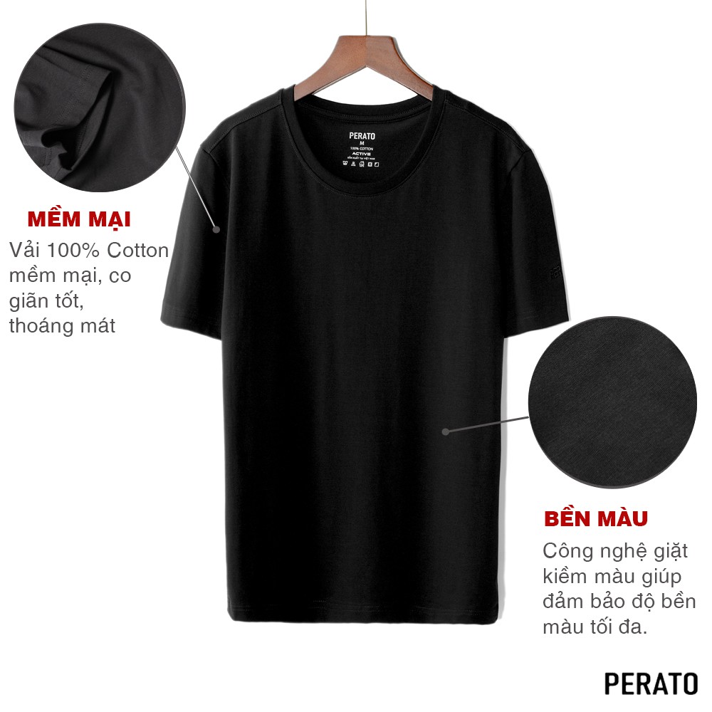 Áo Thun Nam Tay Ngắn PERATO (6 Màu), Chất Liệu Cotton Siêu Mềm Mại, Thấm Hút Tốt, Co Giãn Thoải Mái (TSOP21004) | BigBuy360 - bigbuy360.vn
