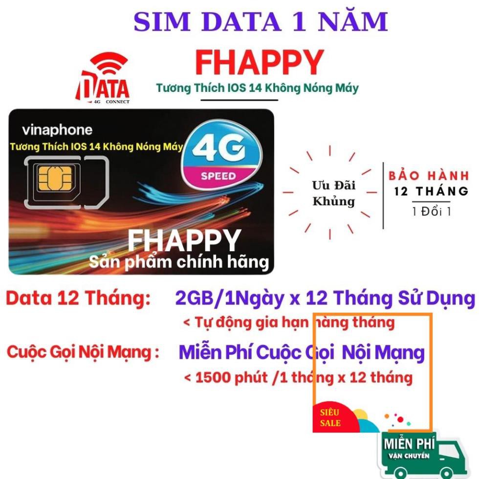 Sim 4G FHappy 12 Tháng ( Miễn phí data , miễn phí gọi nội mạng ) sử dụng 1 năm , bảo hành , có video kiểm tra tốc độ