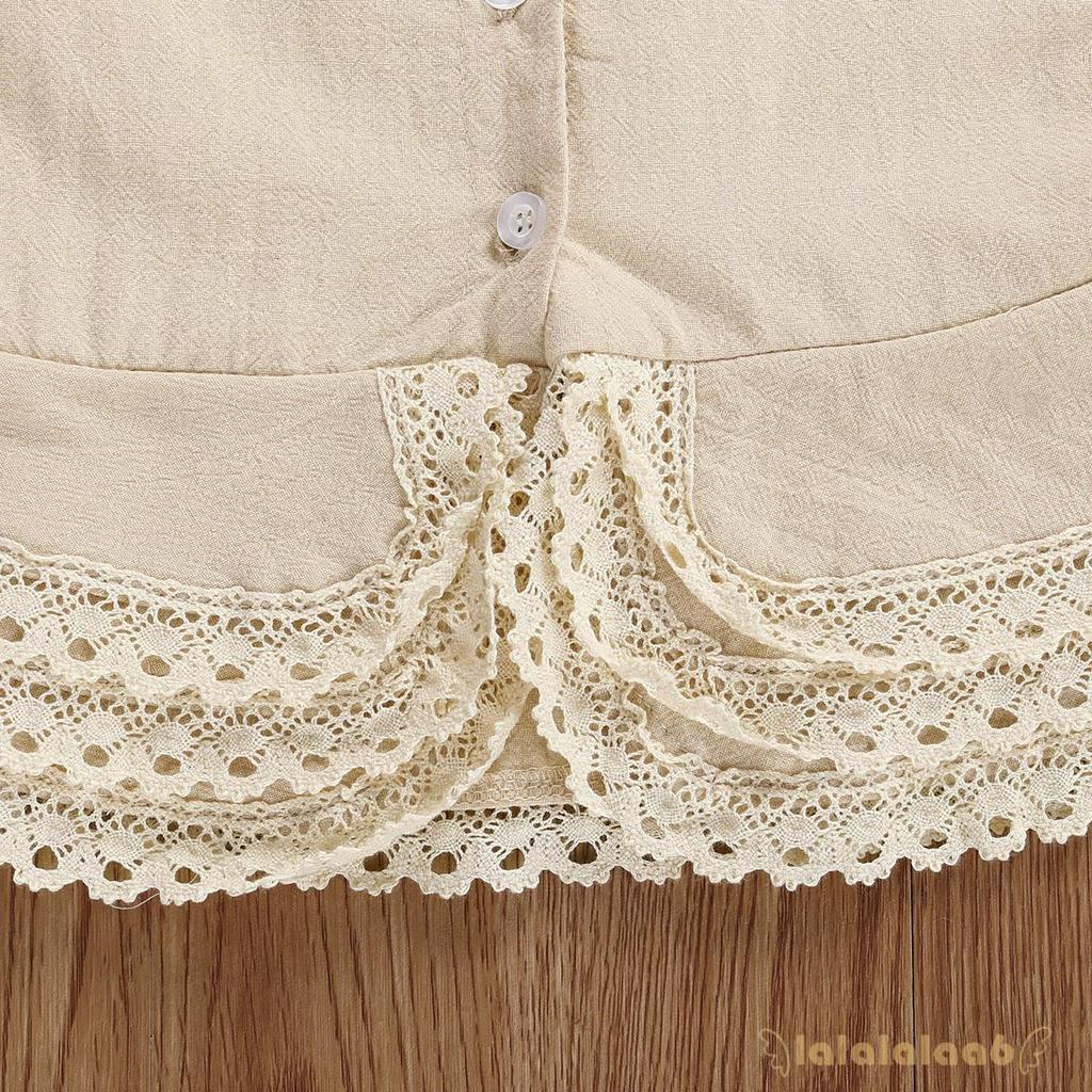 Set áo ren sát nách cổ tròn kèm chân váy dễ thương dành cho bé gái