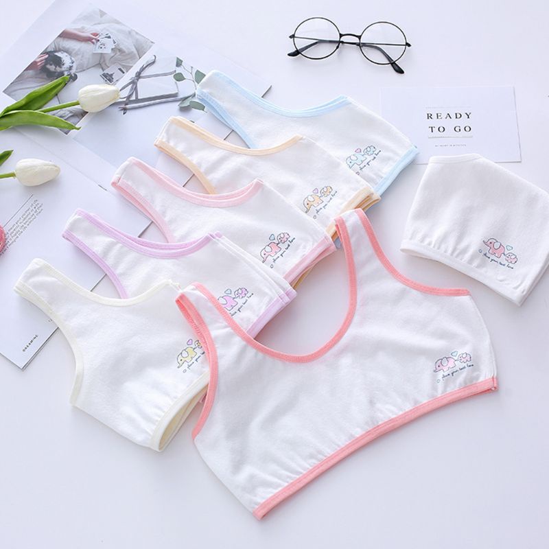 Áo lót vải cotton Không Gọng Dây Bản Rộng In Họa Tiết Voi Hoạt Hình Màu Kẹo Cho Nữ | BigBuy360 - bigbuy360.vn