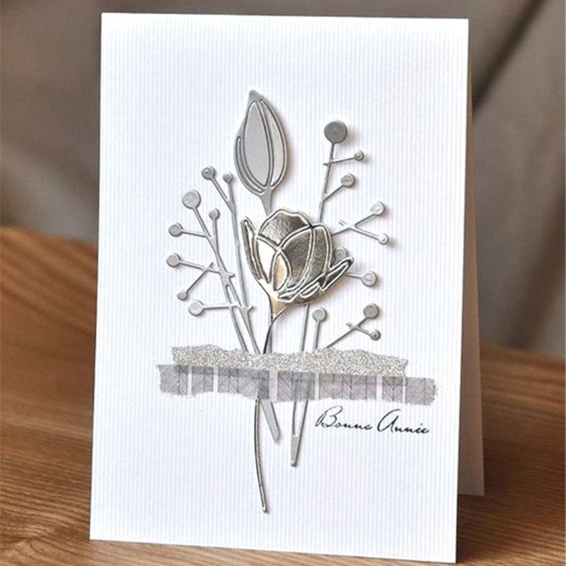 Khuôn Cắt Giấy Làm Từ Kim Loại Hình Bó Hoa Trang Trí Scrapbook