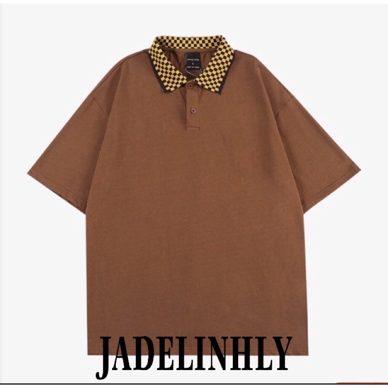 Áo thun polo make it rain sale (có sẵn) caro hồng nâu