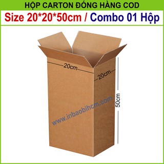 01 hộp carton đóng hàng 20x20x50 cm (InbaobiHCM - Thùng giấy - Hộp giấy giá rẻ)