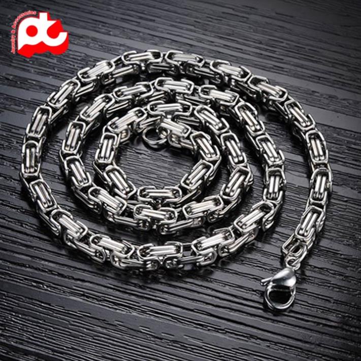 Dây chuyền nam thép không gỉ titan cao cấp đẹp sang trọng ziczac PT JEWELRY kích cỡ 5mm màu trắng PTDCNA25