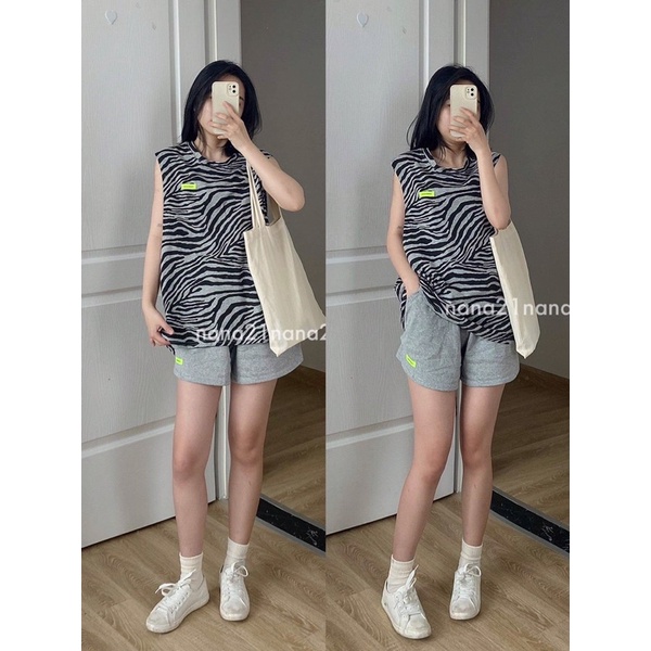 Set áo tank top ngựa vằn