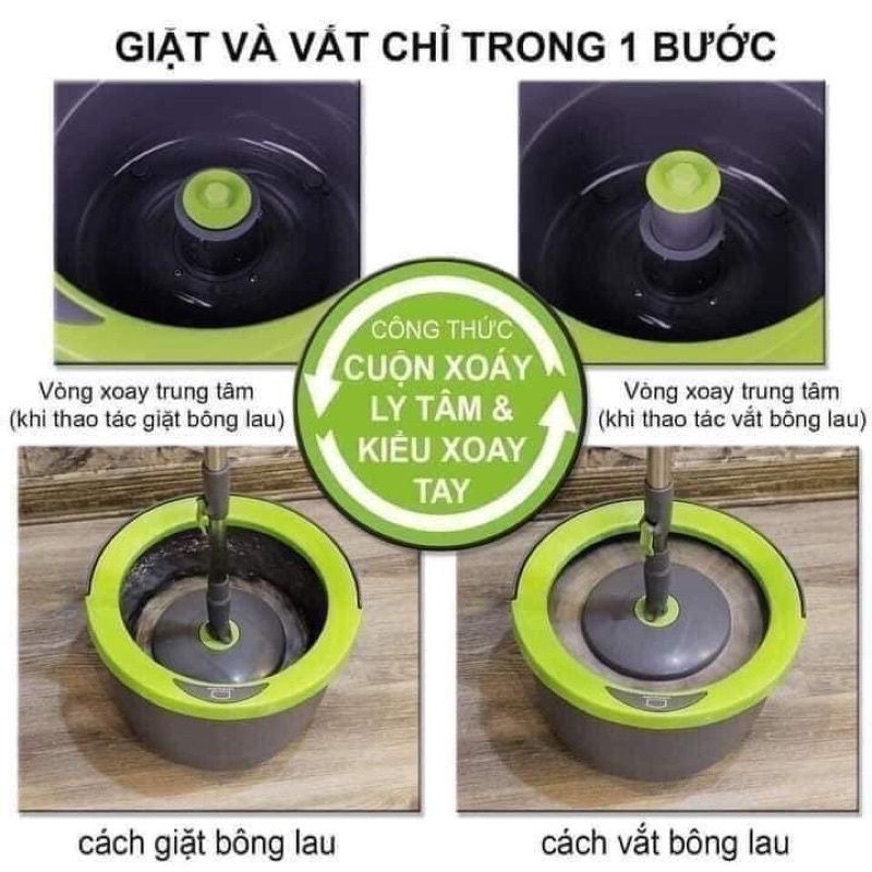 Cây Lau nhà xoay 360 độ cao cấp Lock&amp;Lock *(Tặng kèm 1 bông lau)