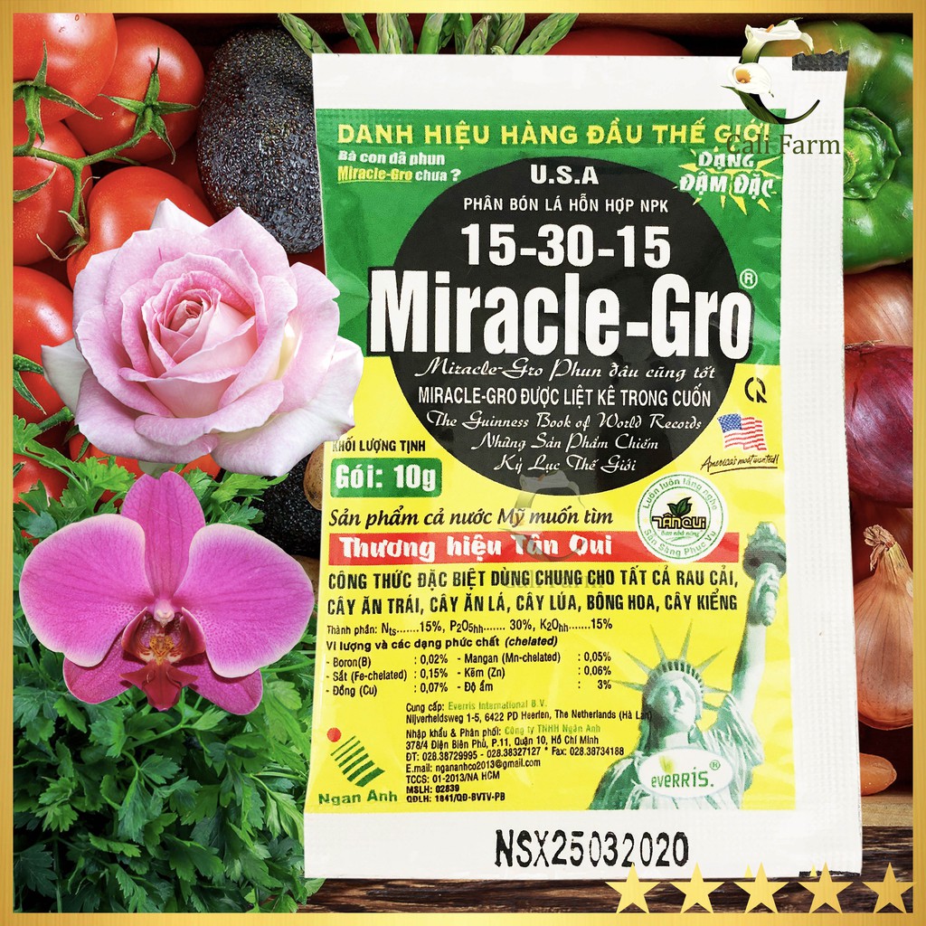 Phân bón lá Miracle Gro 15-30-15 gói 10g dùng cho hoa cảnh, cây kiểng