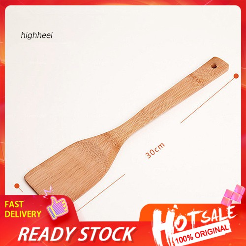 【HHEL】1Pc Bamboo Anti-Slip Cooking Utensils Kitchen Tool Bamboo Spatula Spoon