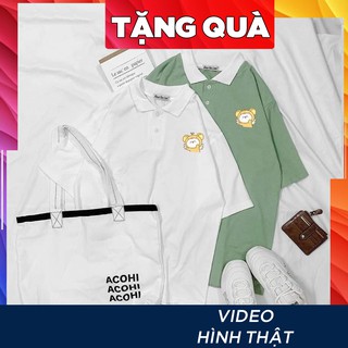Áo thun POLO nữ phông tay lỡ có cổ form rộng freesize unisex mặc đi học, cặp, nhóm, lớp in hình CON KHỈ VÀNG