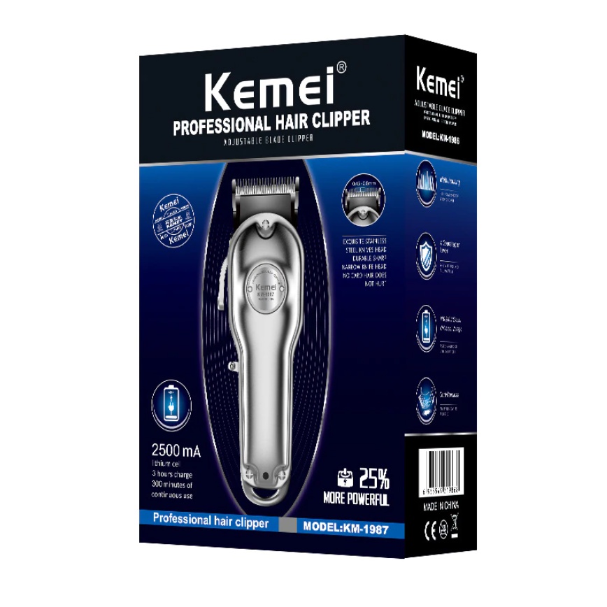 Tông Đơ Cắt Tóc Kemei KM 1987 - Cao Cấp - Chính Hãng - Chuyên Nghiệp - Babe Shop - Salon Tóc - Bảo Hành 12 Tháng