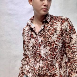 Sơ mi lụa họa tiết da rắn
