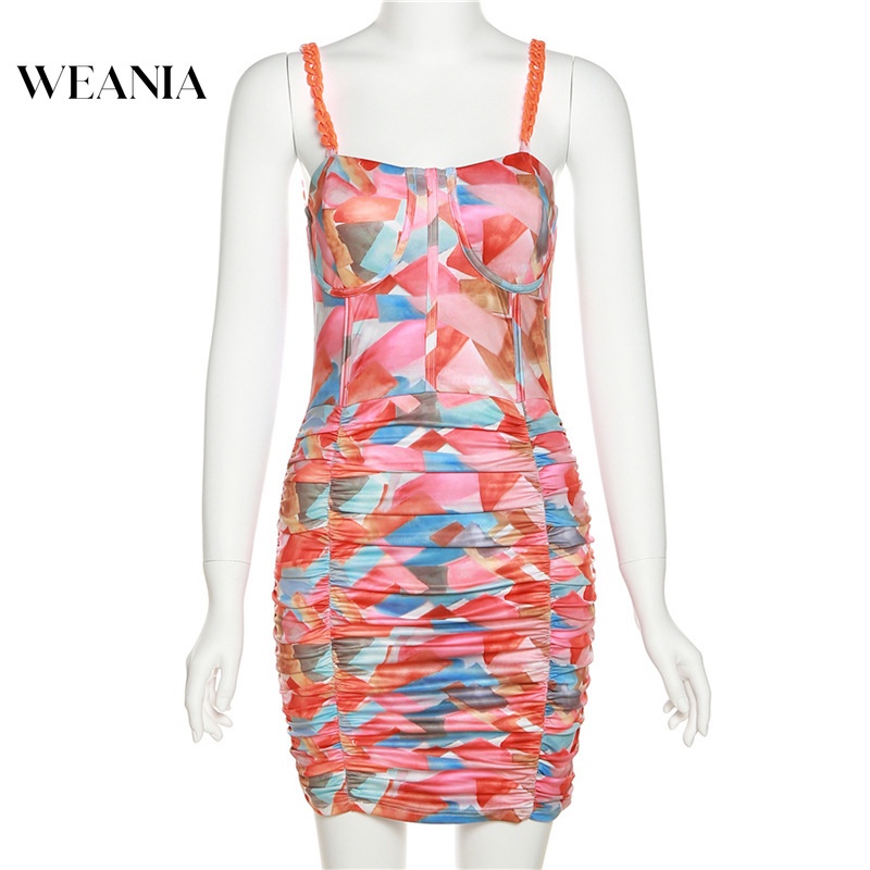 Đầm Hai Dây Họa Tiết Hoa Xinh Xắn Thiết Kế Hở Lưng Quyến Rũ Thời Trang