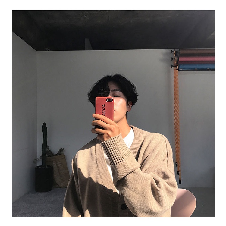 Áo Sweater Dệt Kim Phối Hàng Nút Kiểu Hồng Kông Cá Tính Cho Nam