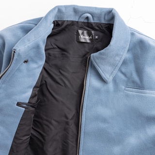 (Chính Hãng AMRISH) Áo Khoác Wool Zip Up Jacket - Xanh