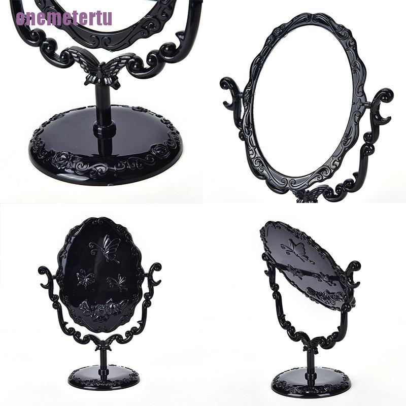 [MET] Gương Trang Điểm Để Bàn Màu Đen Có Thể Xoay Được Phong Cách Gothic Cho Nữ