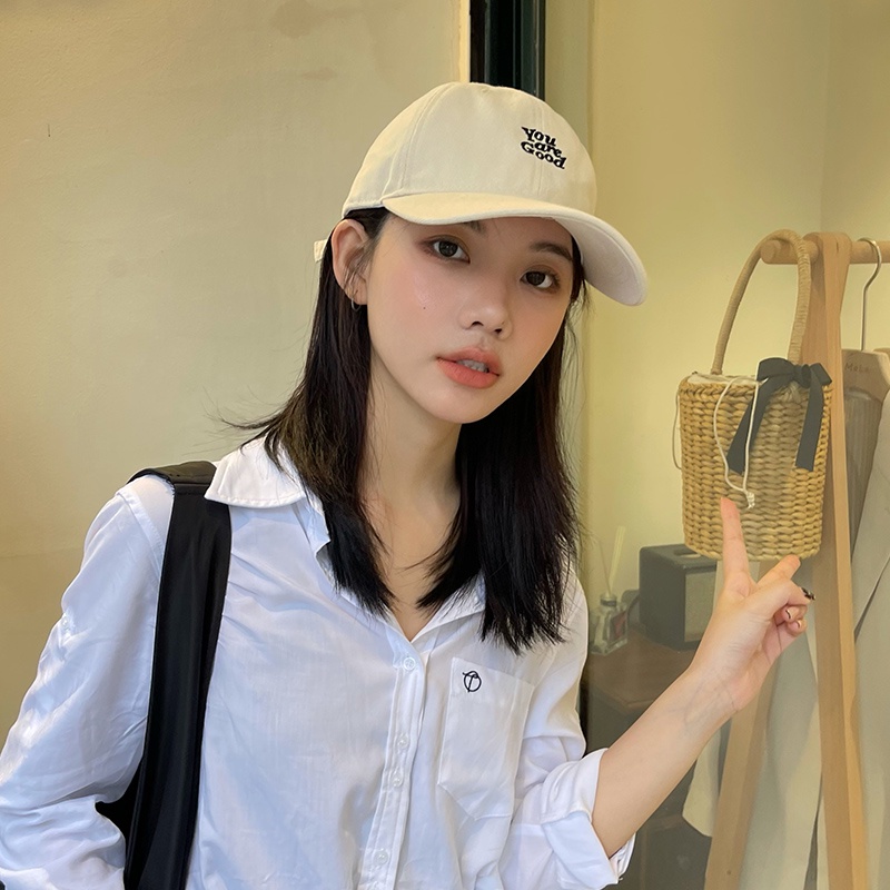 Mũ lưỡi trai cotton thêu chữ tiếng anh đơn giản phong cách thời trang Hàn Quốc cho nữ