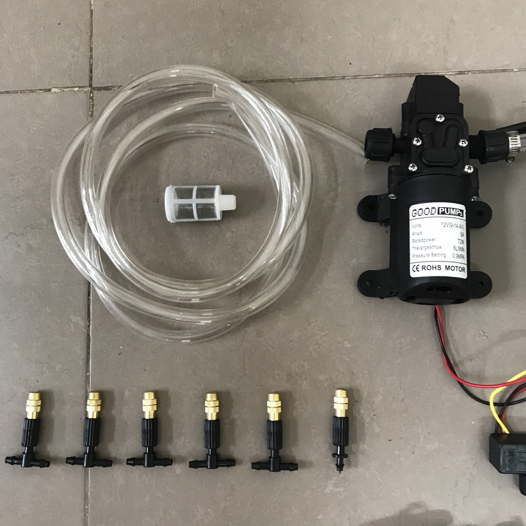 Bộ máy phun sương làm mát,tưới lan 4-5-6-8-10-15-20 béc đồng chỉnh sương đầy đủ bơm kèm nguồn điều tốc