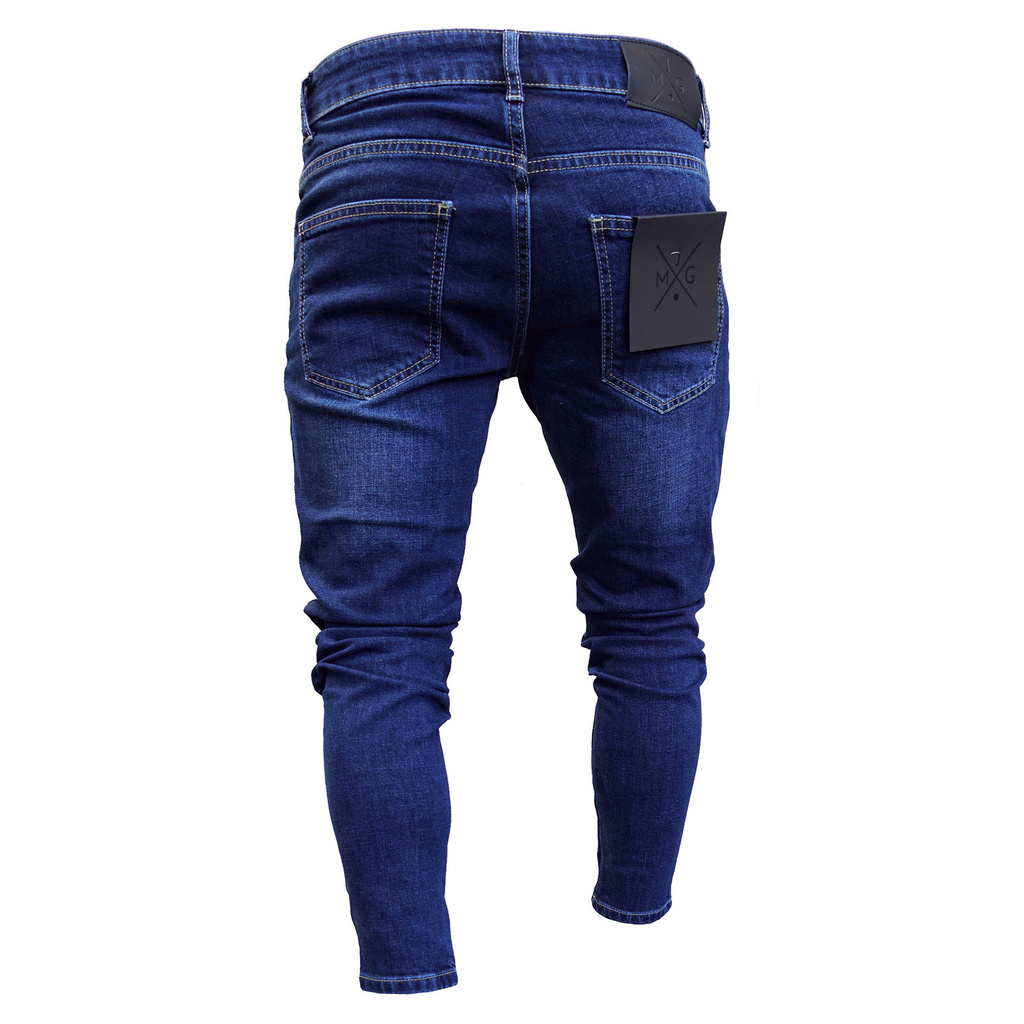 Personalized Paint Zipper Jeans Men Plus Size Rippped Skinny Jeans Men Slim Fit Pencil Jeans for Men Casual Denim Tight Pants