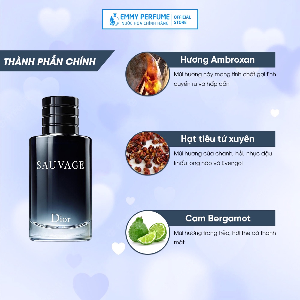 Nước Hoa Nam Dior Sauvage EDP Nam tính Mạnh mẽ Cuốn hút Thơm Lưu hương lâu 8 - 10 giờ EmmyPer