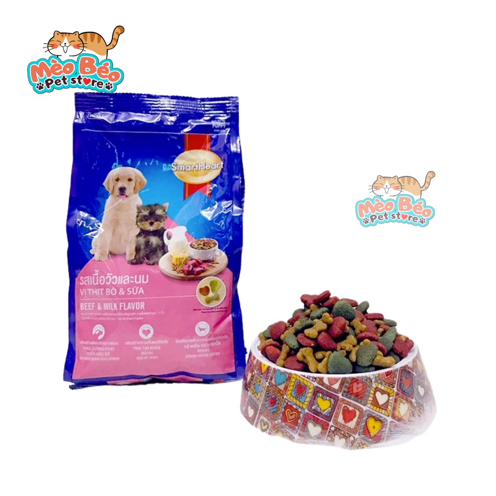 Thức ăn chó con SMART HEART PUPPY vị bò và sữa - gói 400gr
