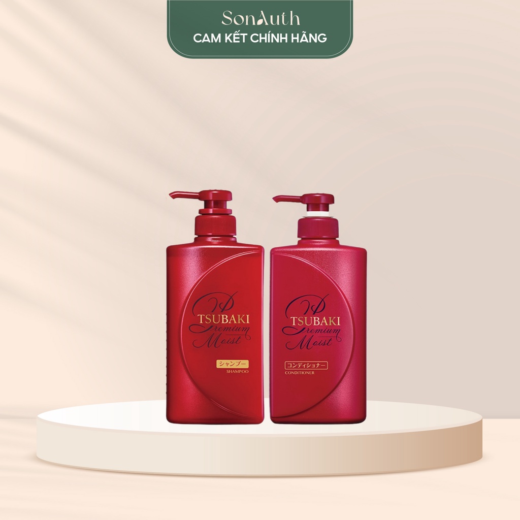Bộ gội xả Tsubaki Premium Moist 490ml (đỏ)