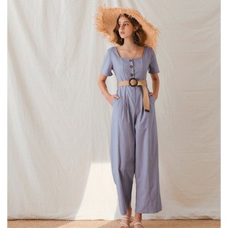Jumpsuit dài ống rộng cổ vuông kèm belt Air Space nữ - 2021811011