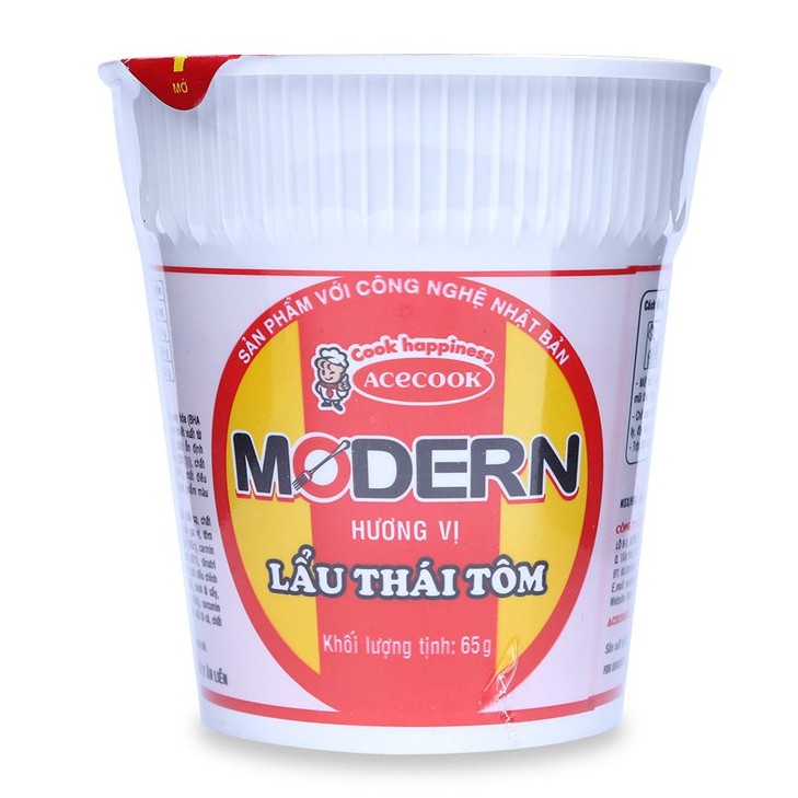 mì cốc  [ DATE LUÔN MỚI ] Mì ly Modern 65g (lẩu thái tôm, thịt xào, lẩu gà chanh dây, phá lấu)