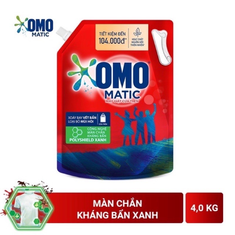 Nước giặt OMO túi cửa trên 3.9kg/3.6 hương comfor