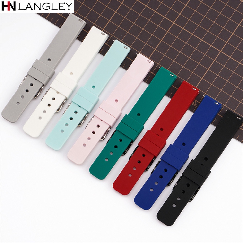 Dây Đeo Đồng Hồ Bằng Silicone Mềm Tháo Nhanh Có Khóa Màu Vàng 14/16/18/19/20/22/24mm