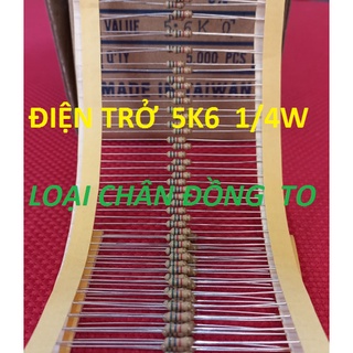 Điện trở 5k6 1/4w 5% loại chân to bằng đồng