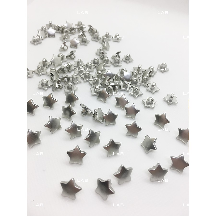 Khuy - cúc hình sao 12mm màu vàng, bạc (10 chiếc) #0202