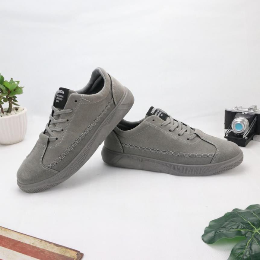 Rẻ Nhất TT Giày sneaker nam full xám kiểu da lộn DD390 Shop ĐỊCH ĐỊCH 1