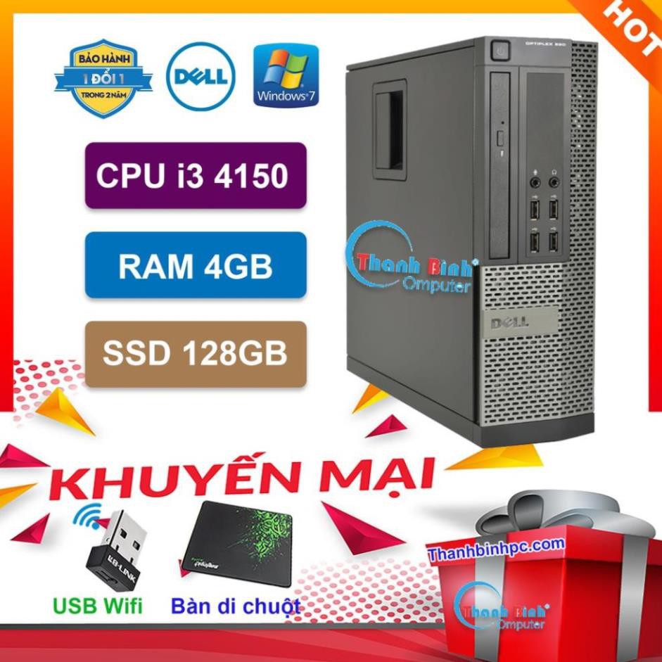 Máy tính để bàn đồng bộ Dell Optiplex (Core i3 4150/4G/SSD 128)  Hàng Nhập Khẩu, Bảo hành 24 tháng lỗi 1 đổi 1.