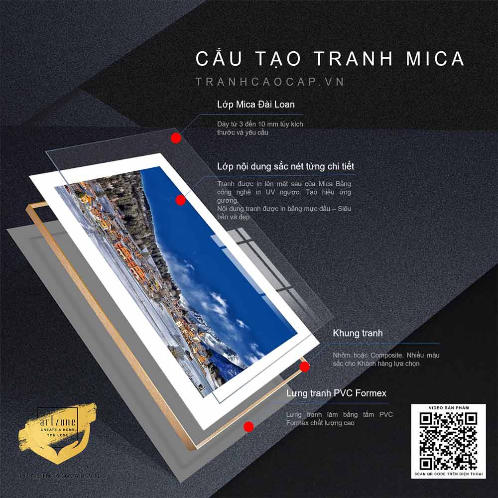 [Đẹp] Tranh Mica cao cấp Mùa đông tuyết trắng phủ kín ngôi làng nhỏ 