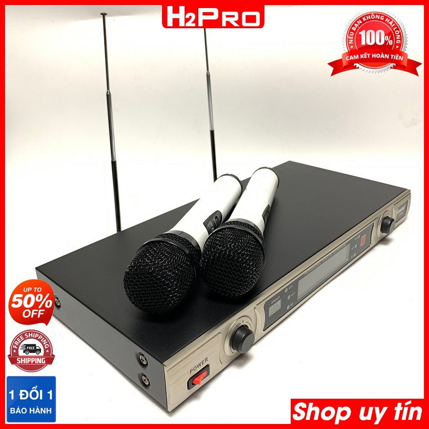 Bộ 2 Micro karaoke không dây Shure U-8809, Micro karaoke không dây cao cấp tặng 2 chống lăn mic và 2 cặp pin giá 39K