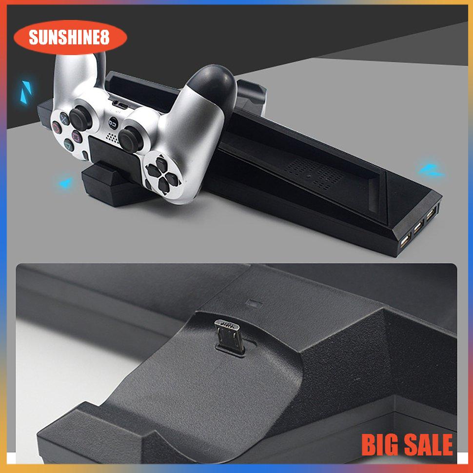 【SUN】For PS4/PS4 Slim Vertical Stand With Cooling Fan Dual Controller Charger