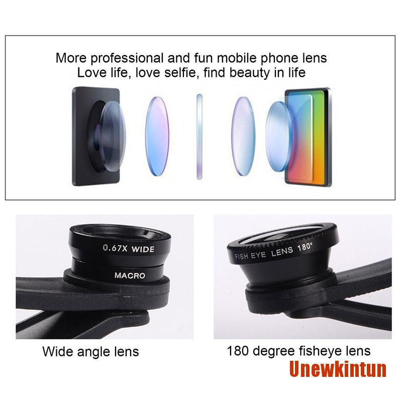 UNEW Fish Eye Lenses Mobile Phone Camera Lens Kit Zoom Fisheye Wide Angle With