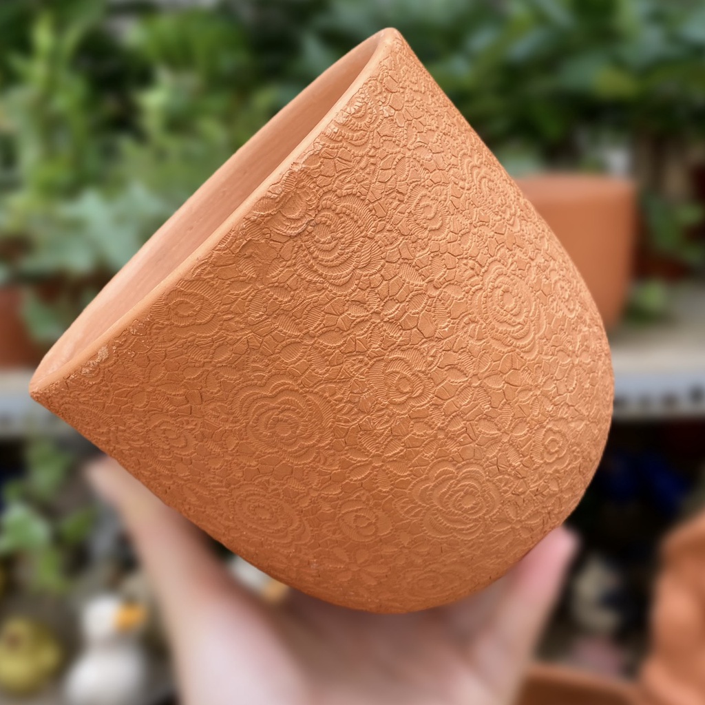 Chậu đất nung Envie hoa cổ điển (15*15*13cm)