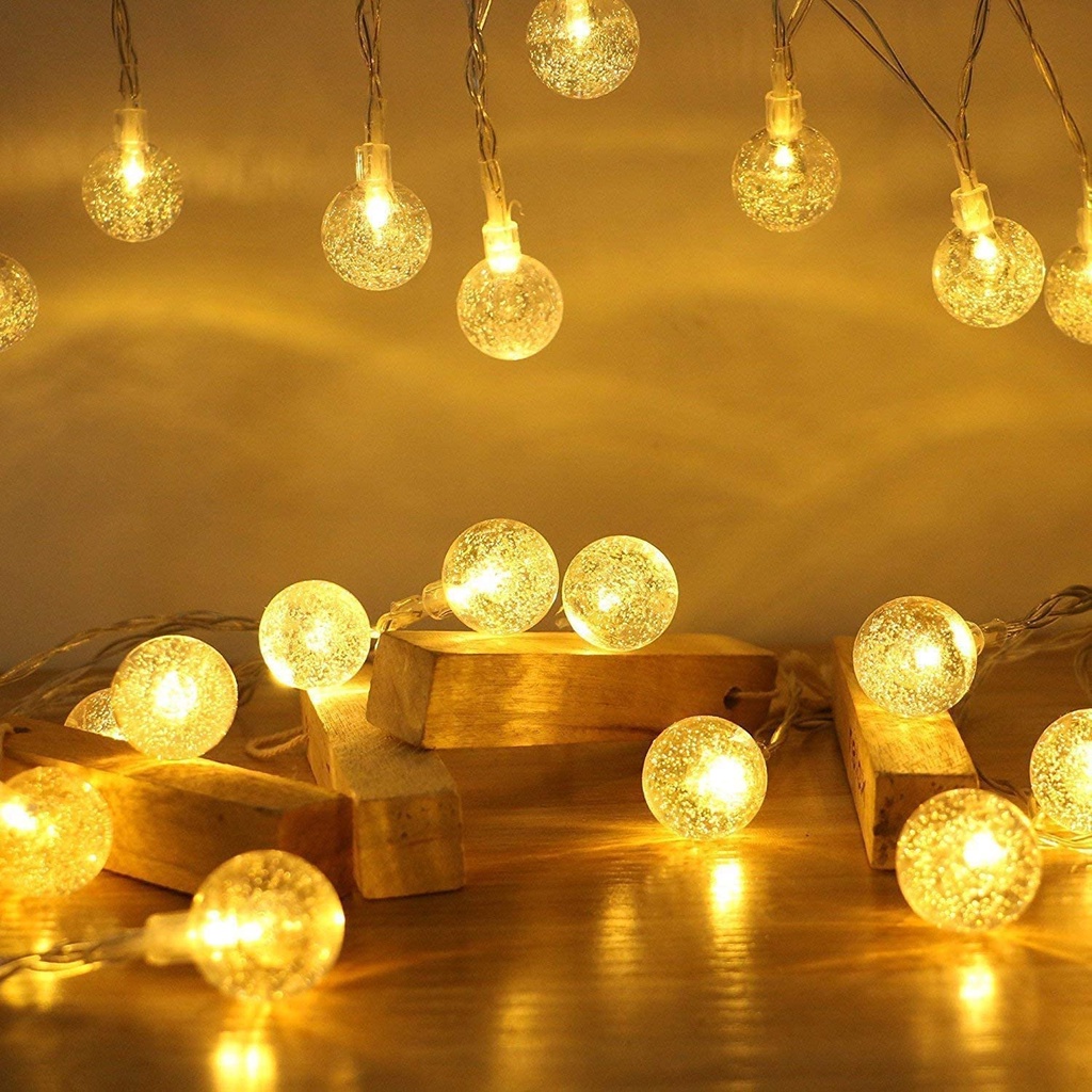 5 mét 50 Đèn dây LED Chuỗi bóng pha lê 3AA Đèn cổ tích chạy bằng pin Đèn chiếu sáng kỳ nghỉ trong vòng hoa Trang trí tiệc cưới Giáng sinh