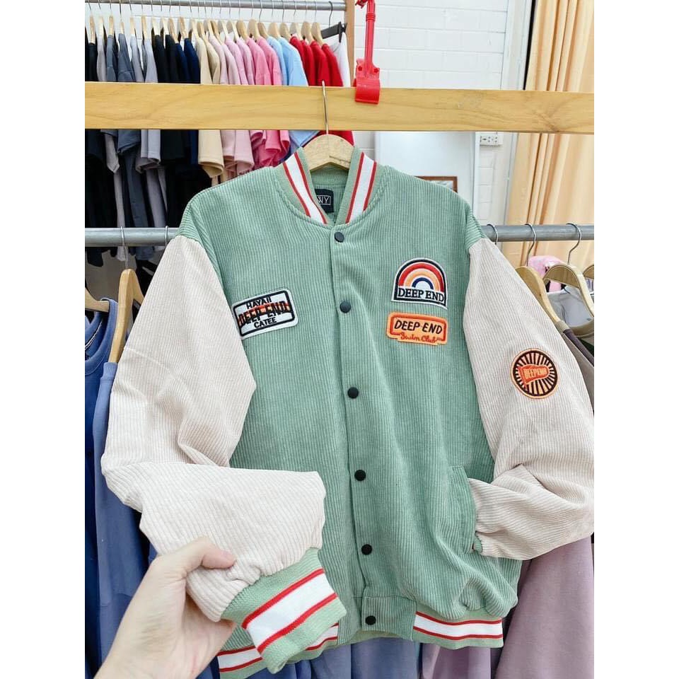 Áo Khoác Bomber Chất Nhung - Áo Bomber Nam Nữ Unisex Nhung DeepEnd cúc bấm Ulzzang