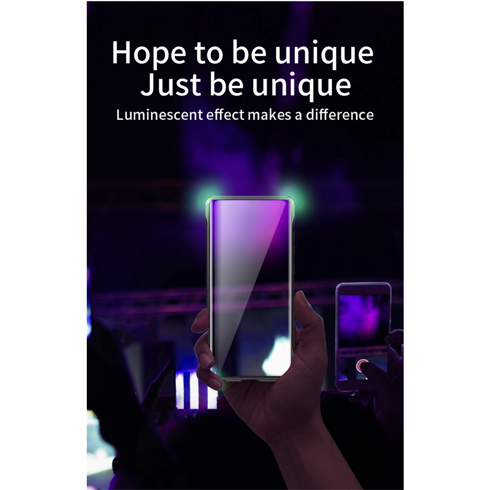 Khung ốp điện thoại bằng kim loại 4 góc đệm khí dạ quang chống rơi cho Samsung Galaxy S21 Ultra Note 20 Ultra S20 Ultra