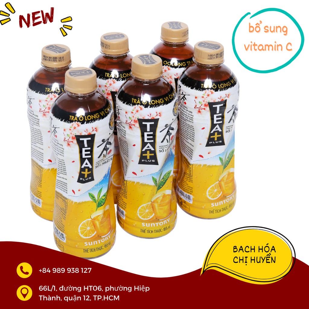 [DATE MỚI] Thùng 24 chai trà ô long Tea Plus vị chanh 455ml