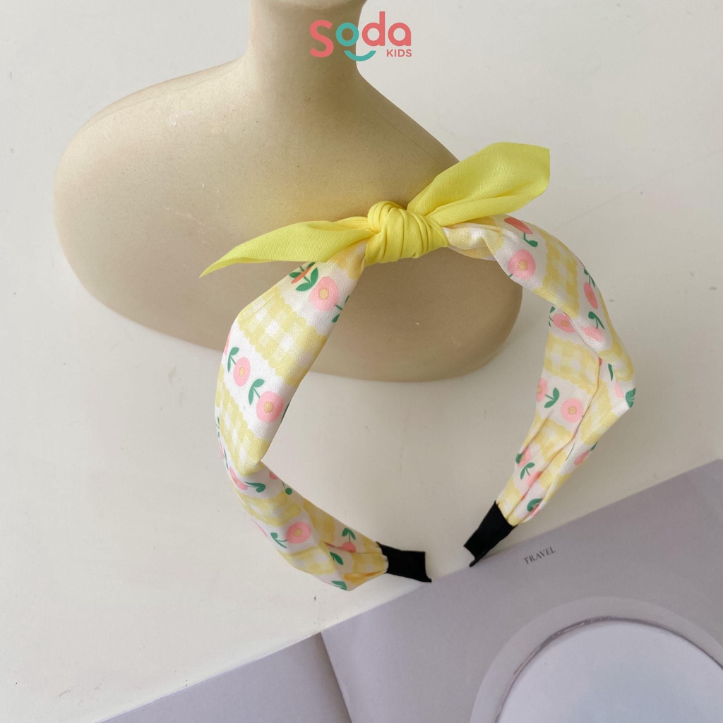 Bờm tóc bé gái SODA KIDS bản to đính nơ xinh xắn, phong cách tiểu thư Hàn Quốc