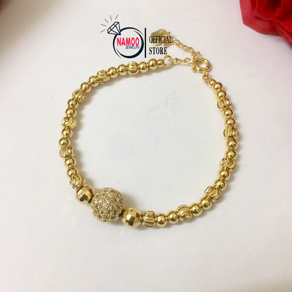 Lắc Tay Mạ Vàng 18k Nữ Có Hạt Đá lớn L612 Có tăng đơ chỉnh độ rộng 40 dén 70 kg Namoo Jewelry Chuyên Sỉ