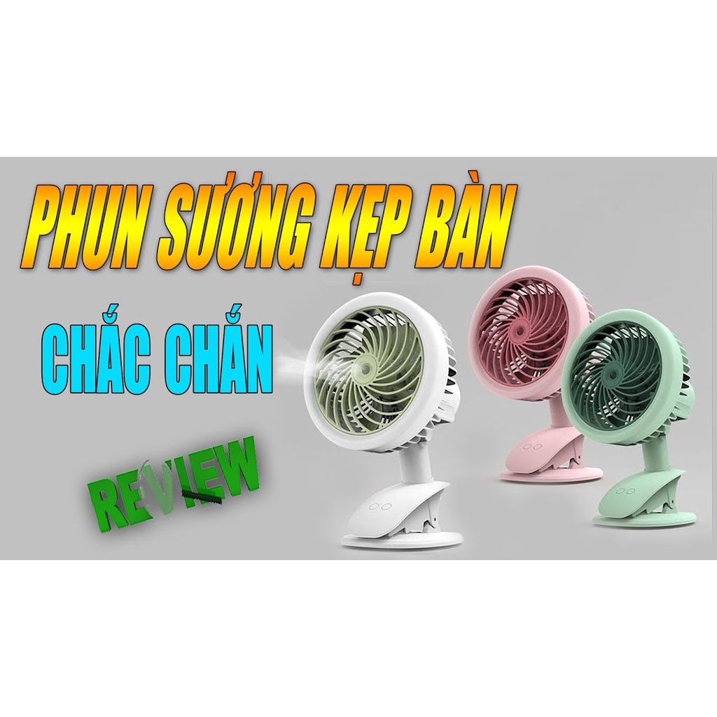 Quạt phun sương mi ni tích điện kẹp bàn có 2 chế độ quạt hàng loại 1 chất lượng cao. Thuong Trademark