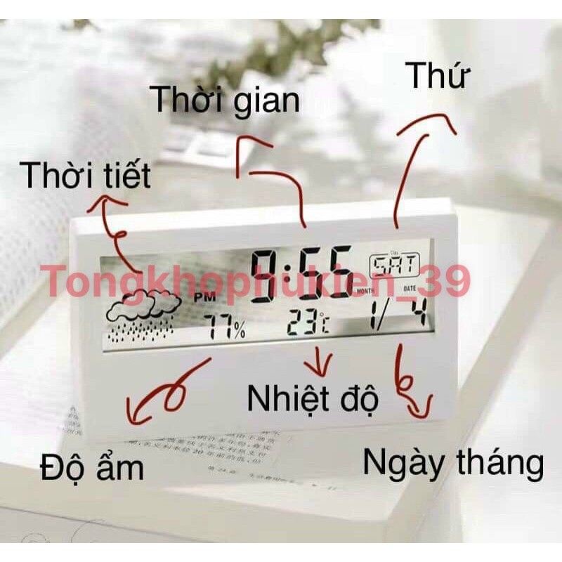 Đồng hồ báo thức để bàn tặng kèm stick dễ thương