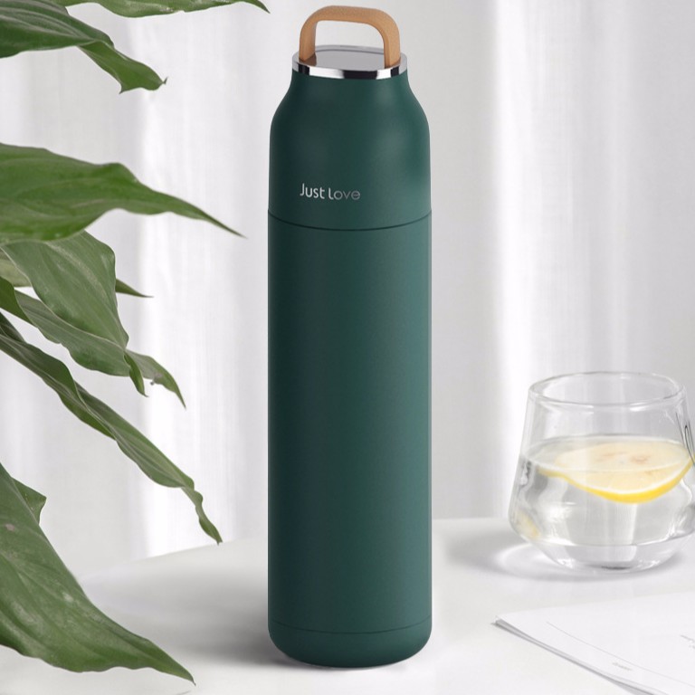 Bình giữ nhiệt Just Love cao cấp dung tích lớn 500ml dạng phích có nắp cốc uống đi kèm giữ nhiệt 15h chất liệu inox304