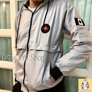 Áo Khoác Nữ (Nam) Unisex 2 Lớp Lá Phông Thêu Xám Loại 1 "Trứng Cút Shop"