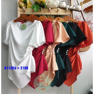 Áo peplum vạt nhọn, eo hông đính 3 hạt ngọc