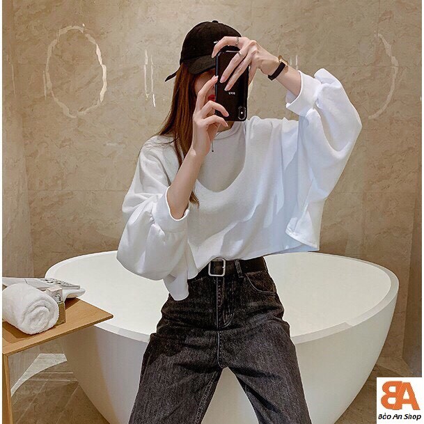 Áo croptop cotton from rộng (ảnh thật)